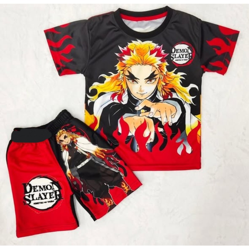 Anime Cosplay Tanjiro - Demon Slayer Kinder-T-Shirt-Shorts-Set, Anime Kimetsu Tanjiro