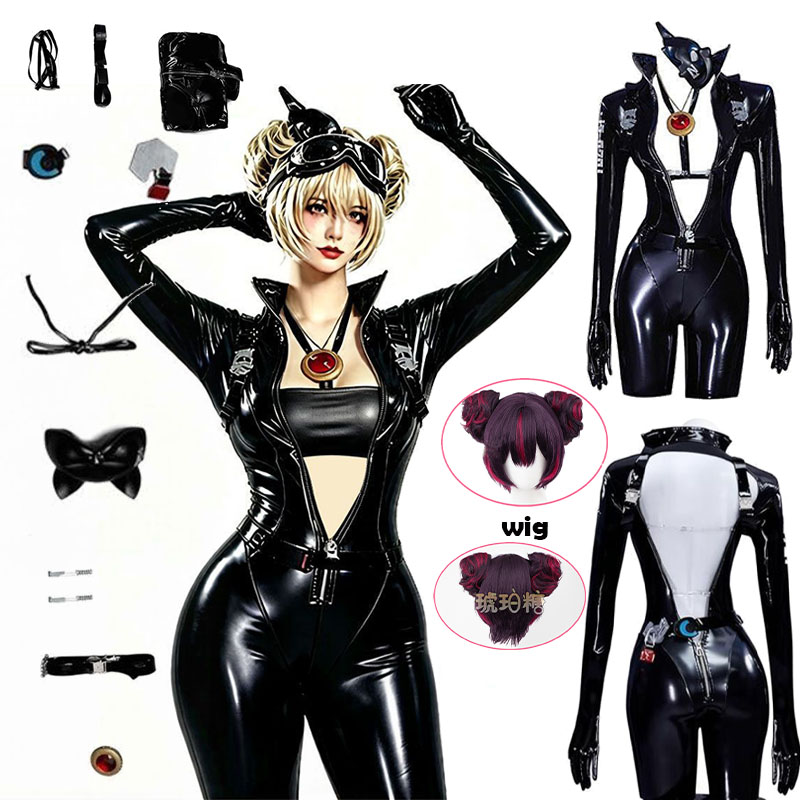 Anime Cosplay Jumpsuit - WHH Anime Nikke Quency Cosplay-Kostüm, schwarzer