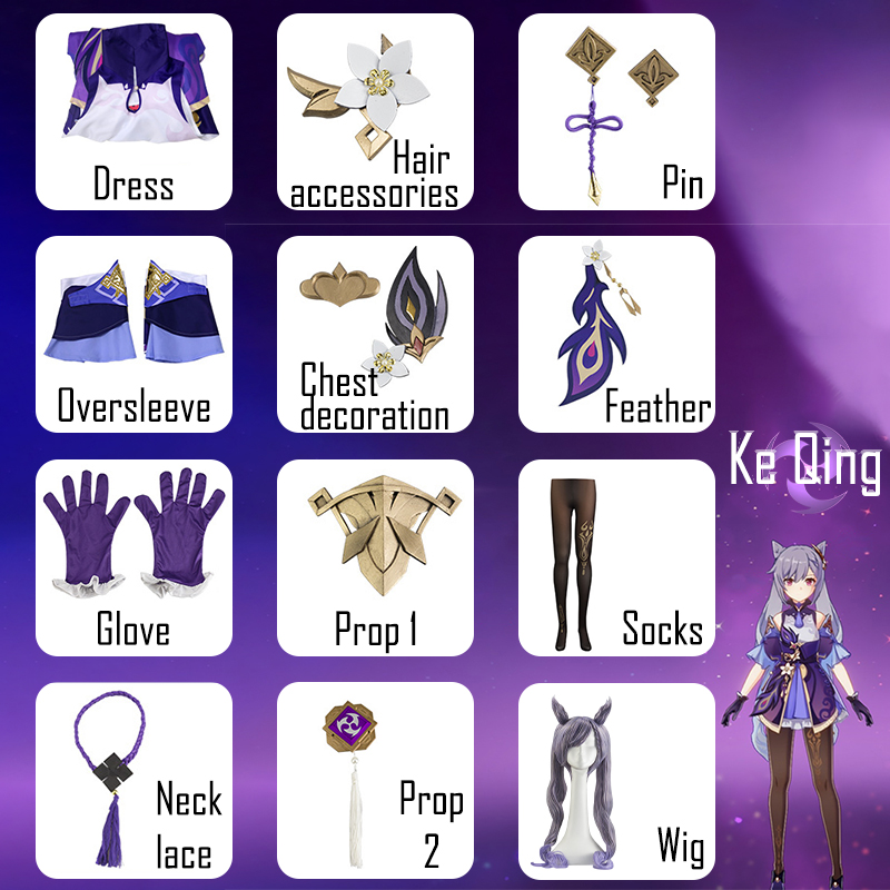 Genshin Impact Keqing Cosplay- – Anime Cosplay Jumpsuit Bewertung und Preis